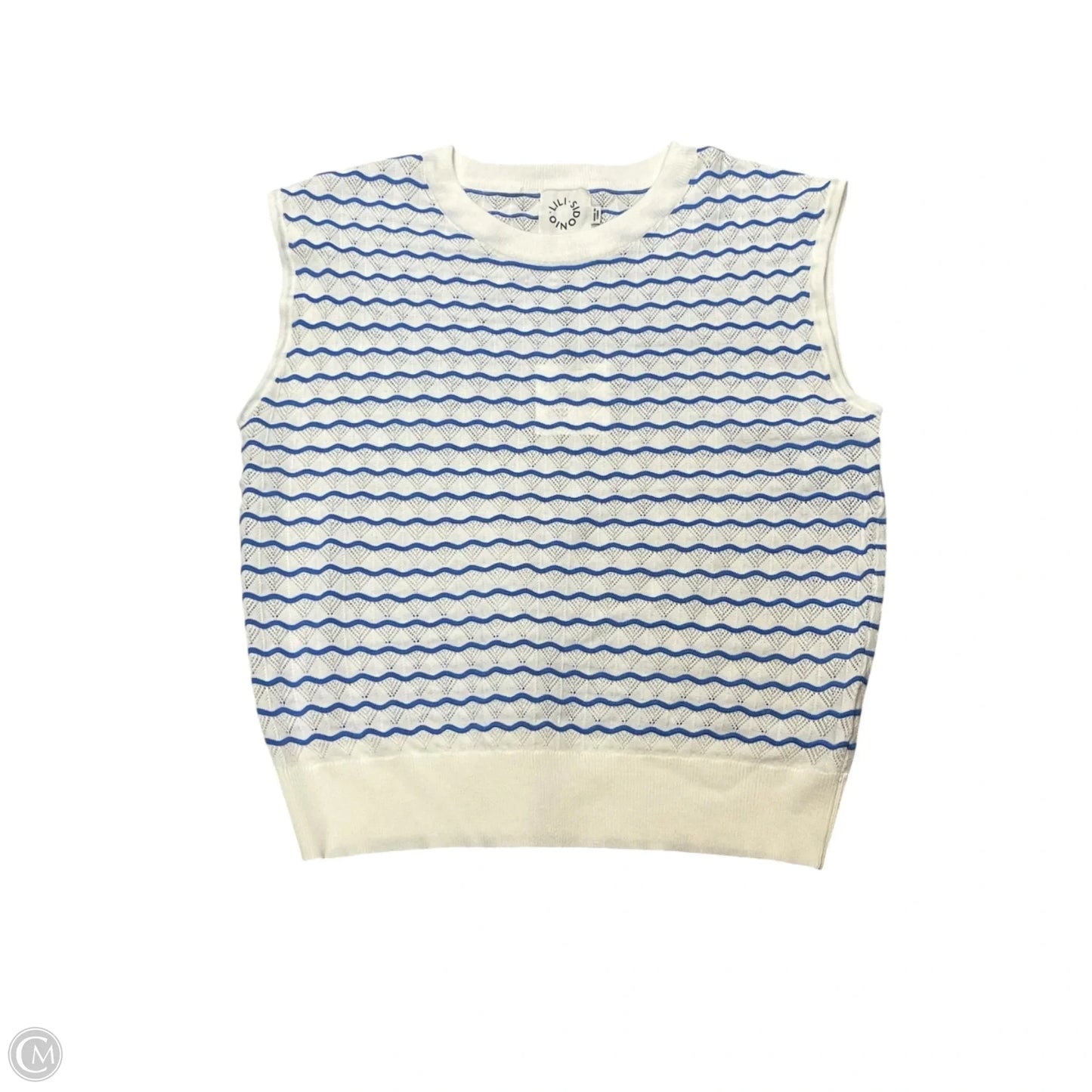 Top Sleeveless By Lili Sidonio In Blue & White, Size: L