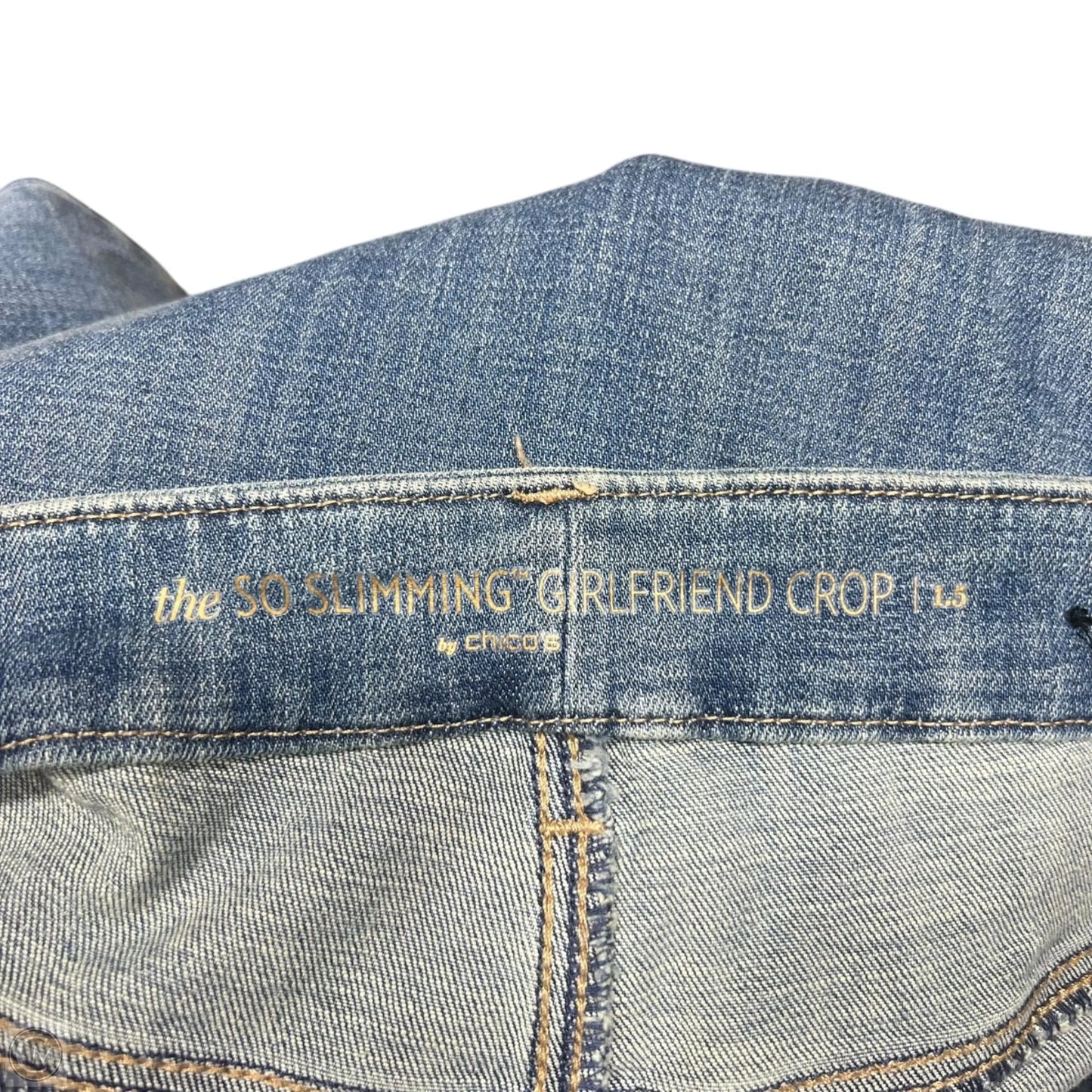 Jeans Cropped By Chicos In Blue Denim, Size: 8