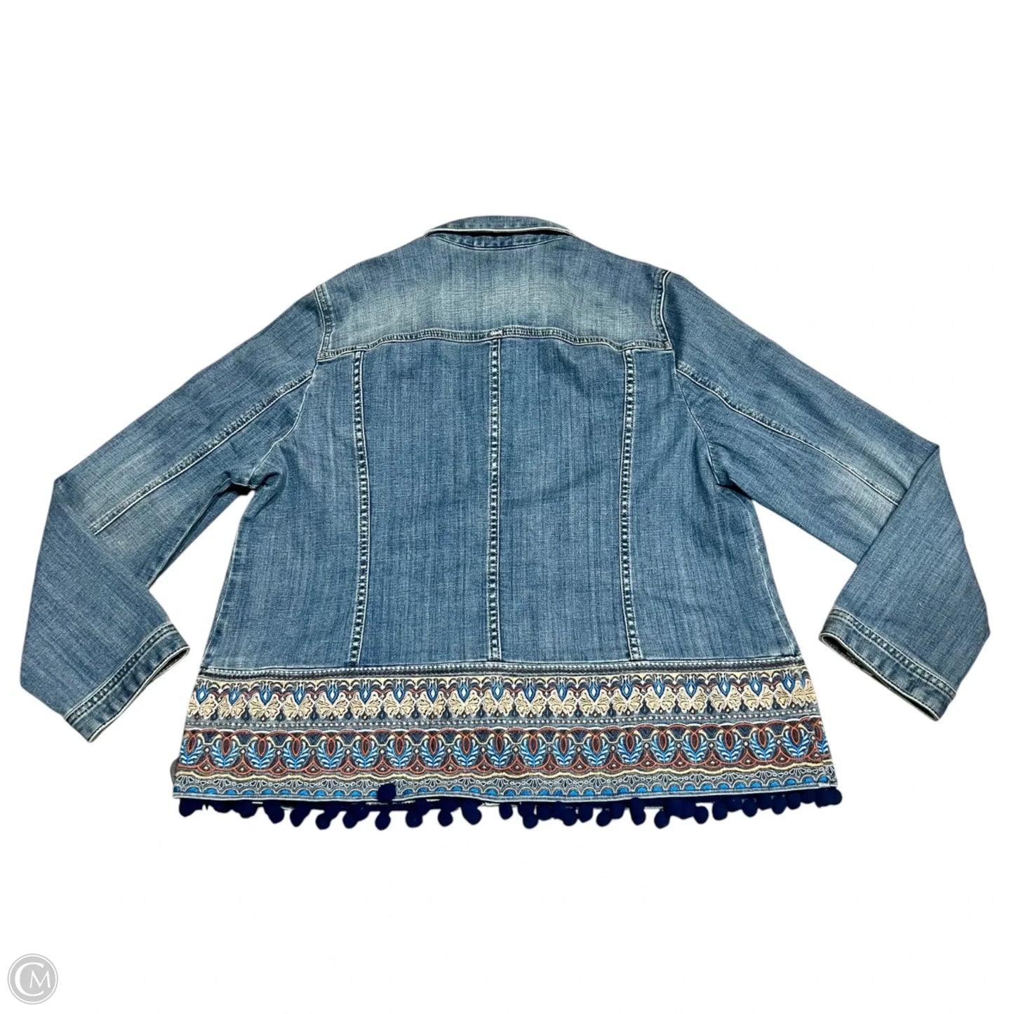 Jacket Denim By Chicos In Blue Denim, Size: Xl