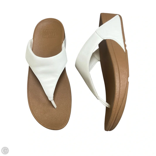 Sandals Heels Wedge By Fitflop In Tan & White, Size: 9