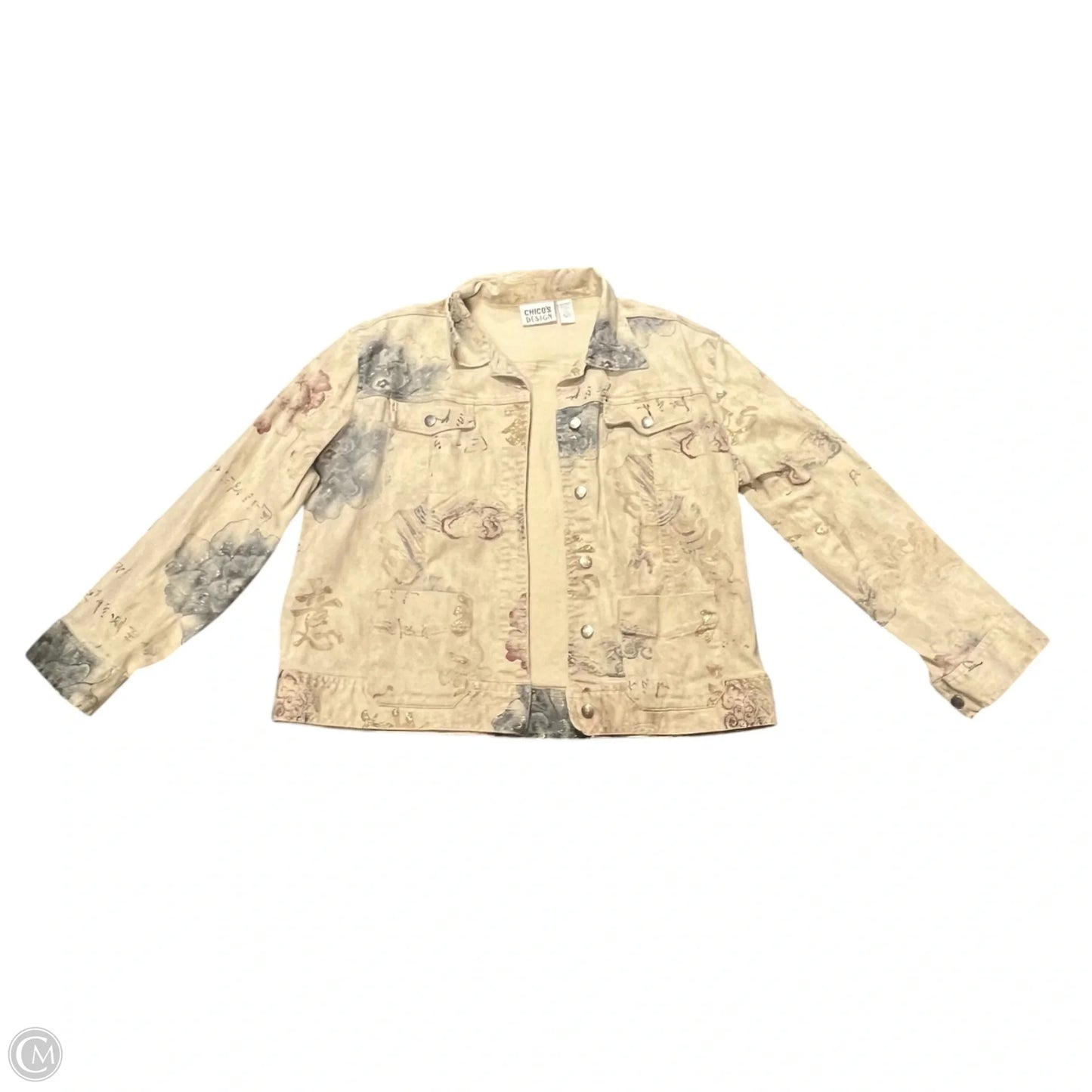 Jacket Denim By Chicos In Tan Denim, Size: L