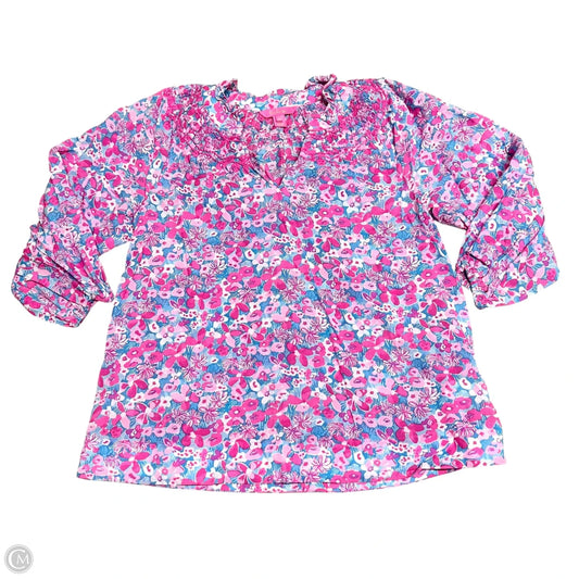 Top Long Sleeve Designer By Lilly Pulitzer In Blue & Pink, Size: Xs