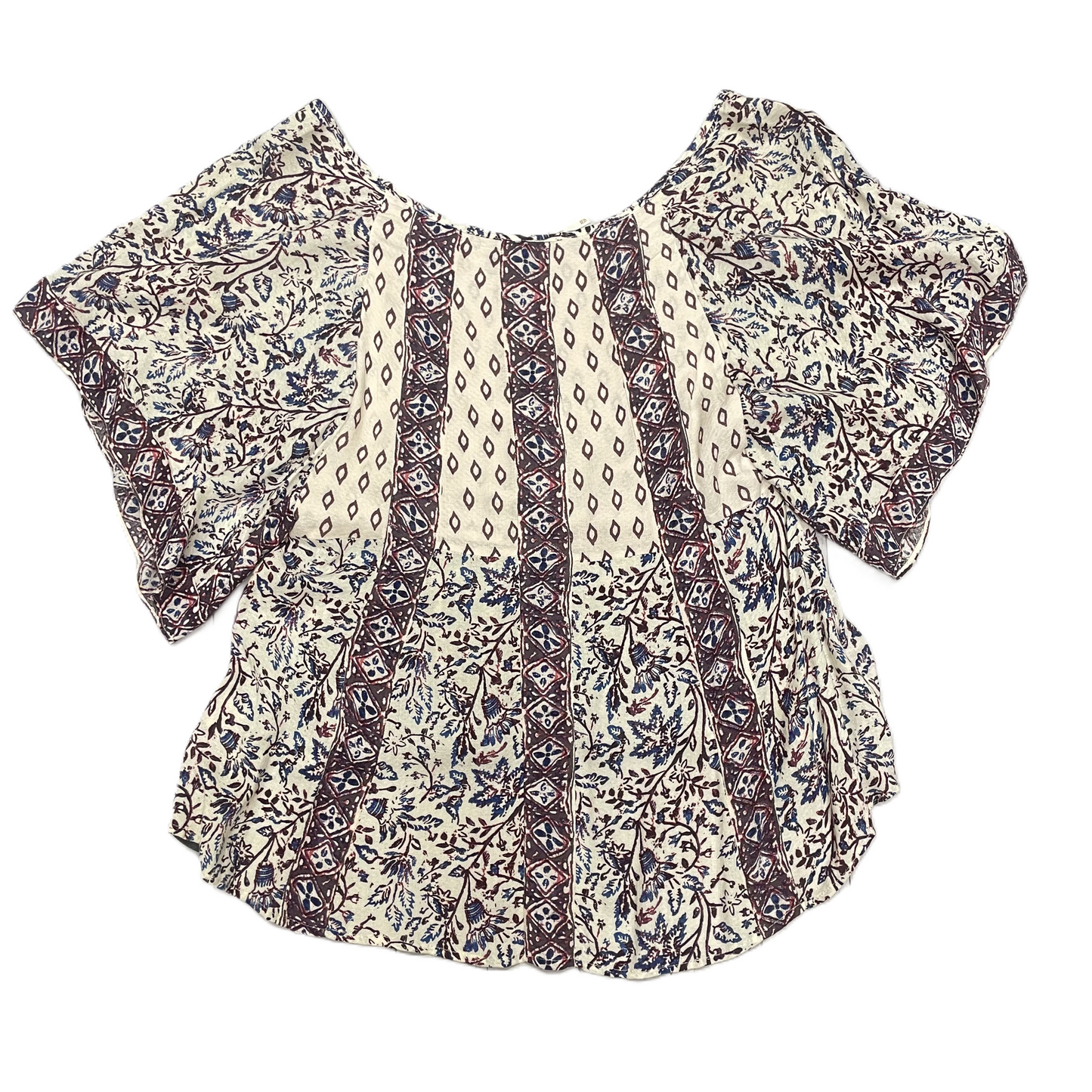 Geometric Pattern Blouse Short Sleeve By Free People, Size: Xs