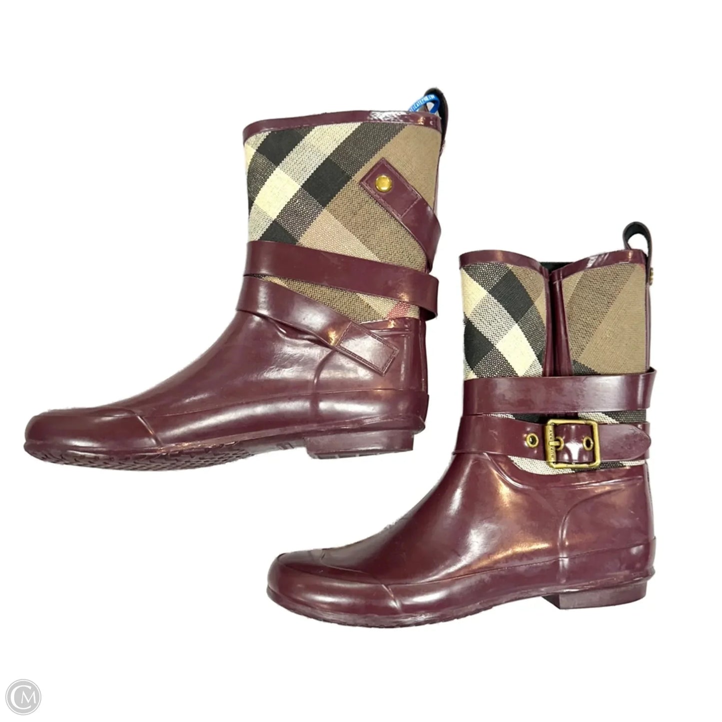 Boots Luxury Designer By Burberry In Red, Size: 7.5