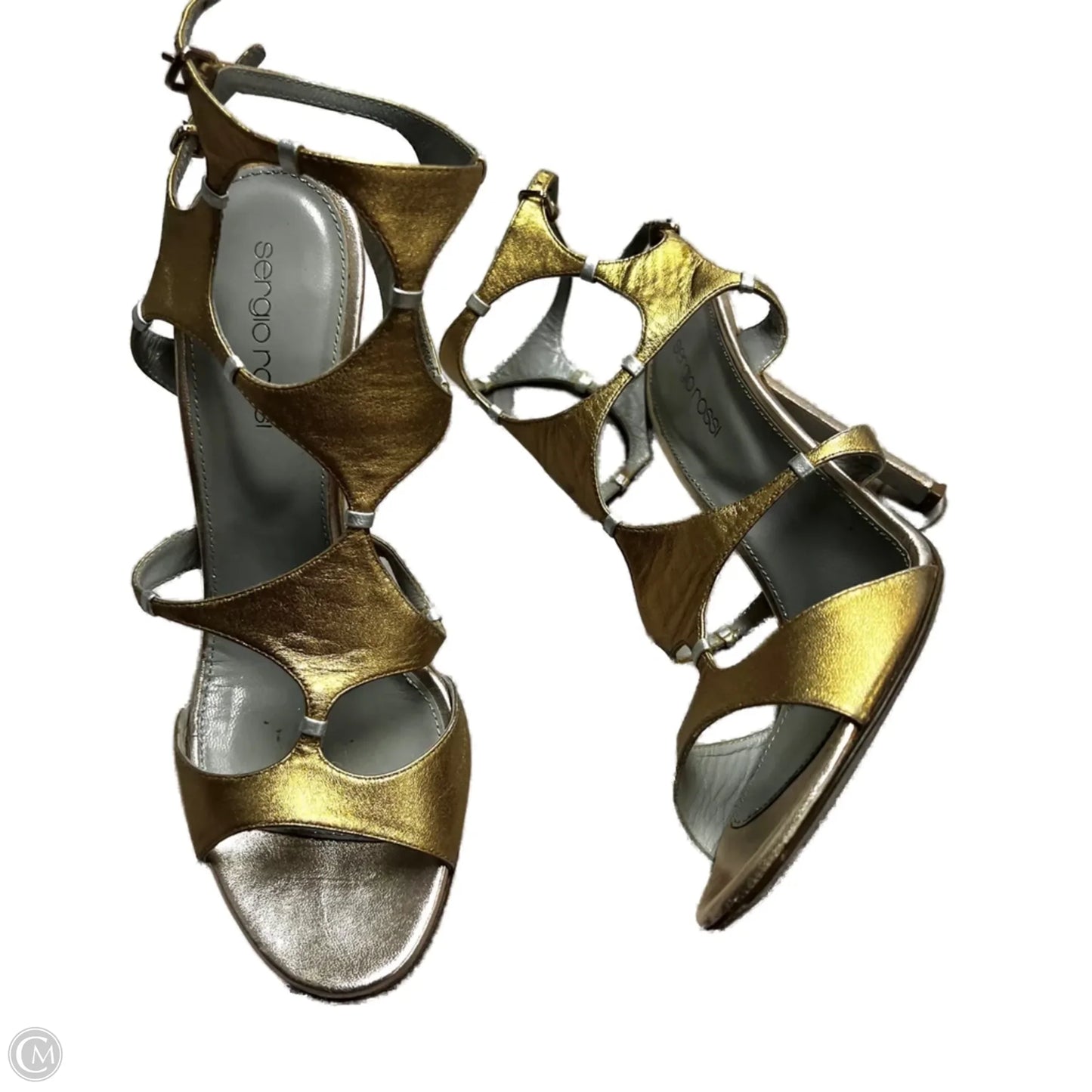 Sandals Designer By Sergio Rossi In Gold, Size: 7.5