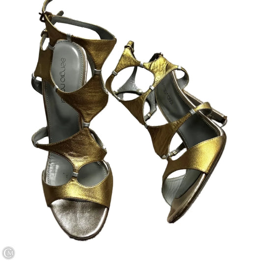 Sandals Designer By Sergio Rossi In Gold, Size: 7.5
