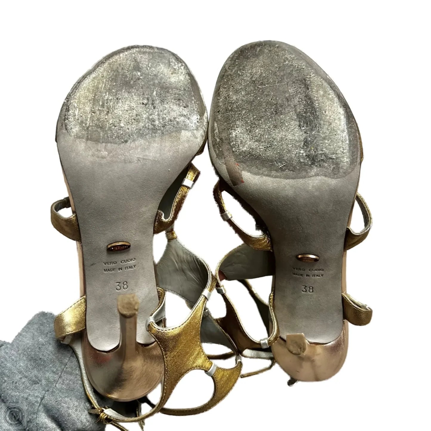 Sandals Designer By Sergio Rossi In Gold, Size: 7.5