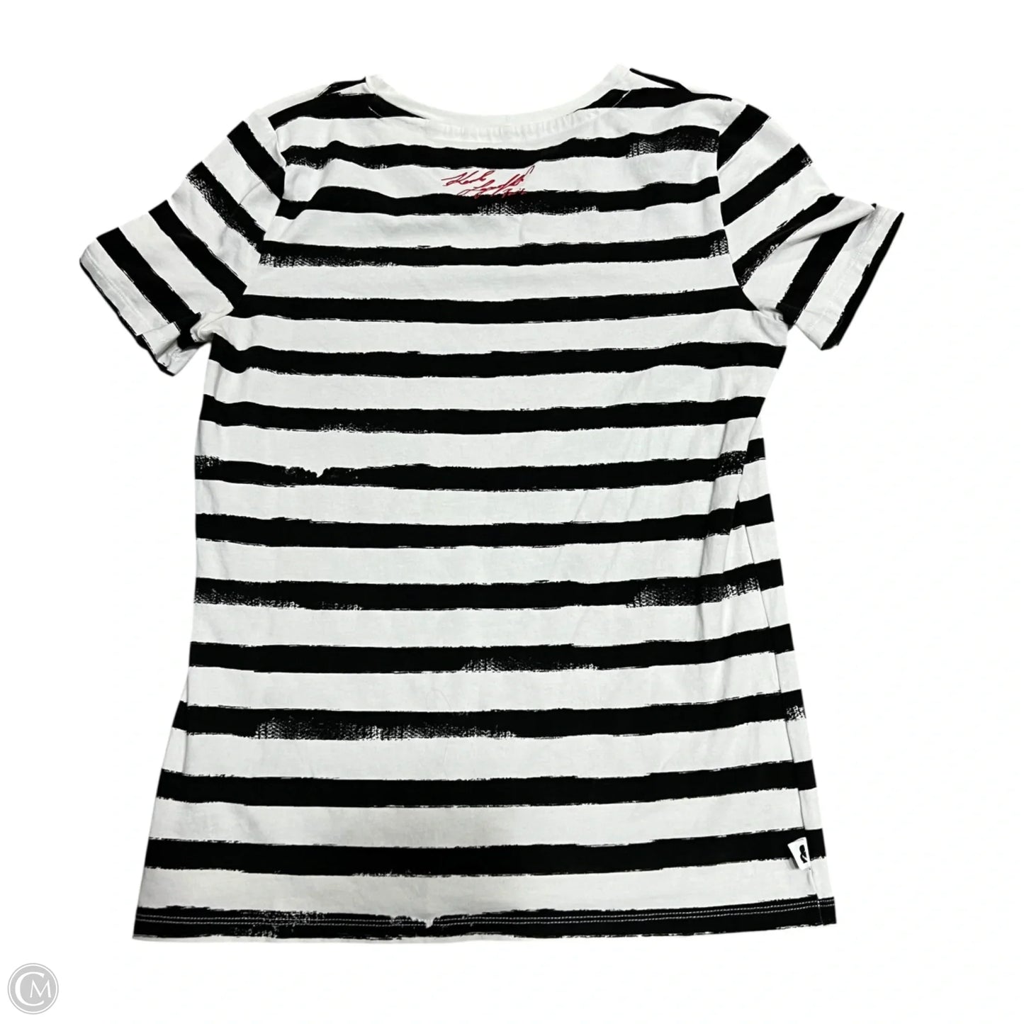 Top Short Sleeve Designer By Karl Lagerfeld In Black & White, Size: Xs