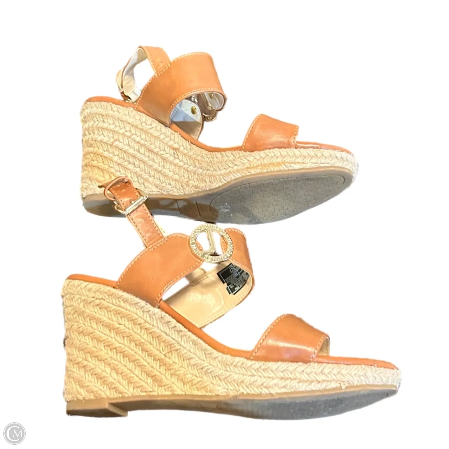 Sandals Heels Wedge By Jones New York In Brown & Cream, Size: 7