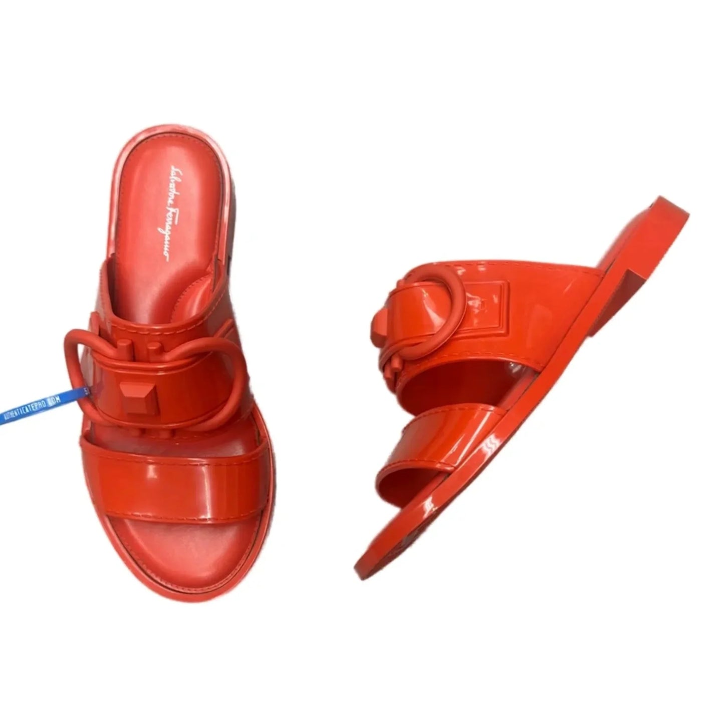 Sandals Designer By Ferragamo In Red, Size: 6