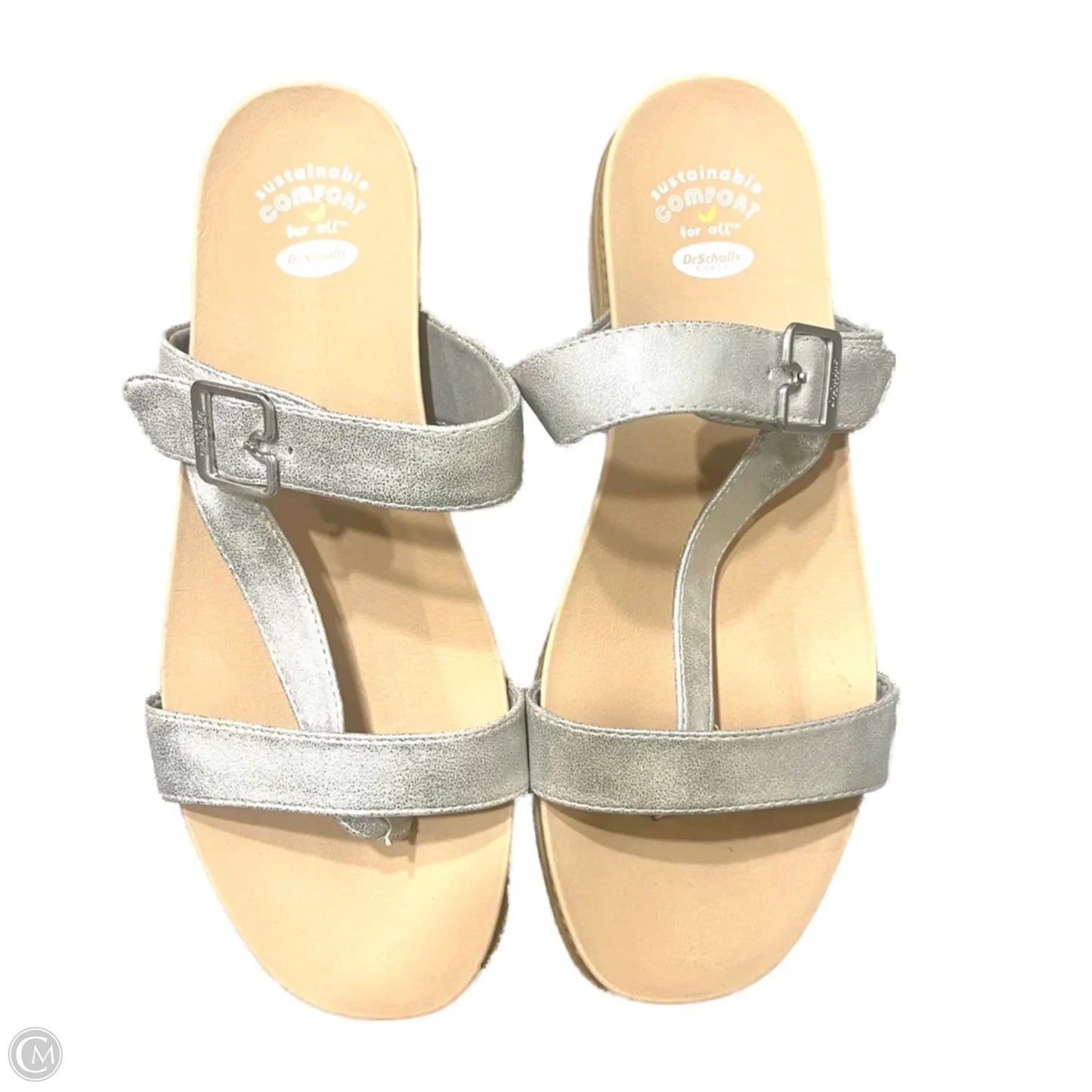 Sandals Flats By Dr Scholls In Silver, Size: 10