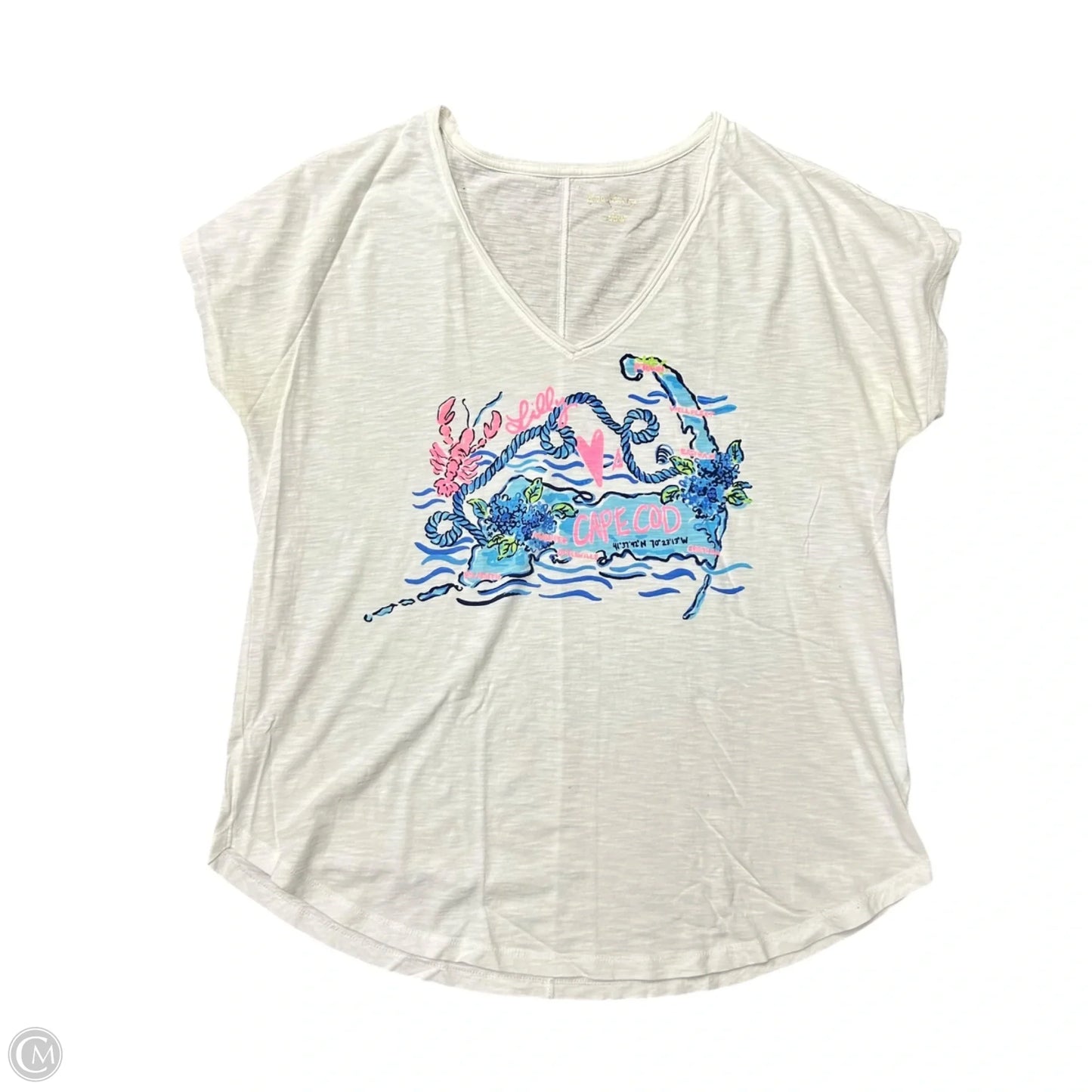 Top Short Sleeve Designer By Lilly Pulitzer In White, Size: S