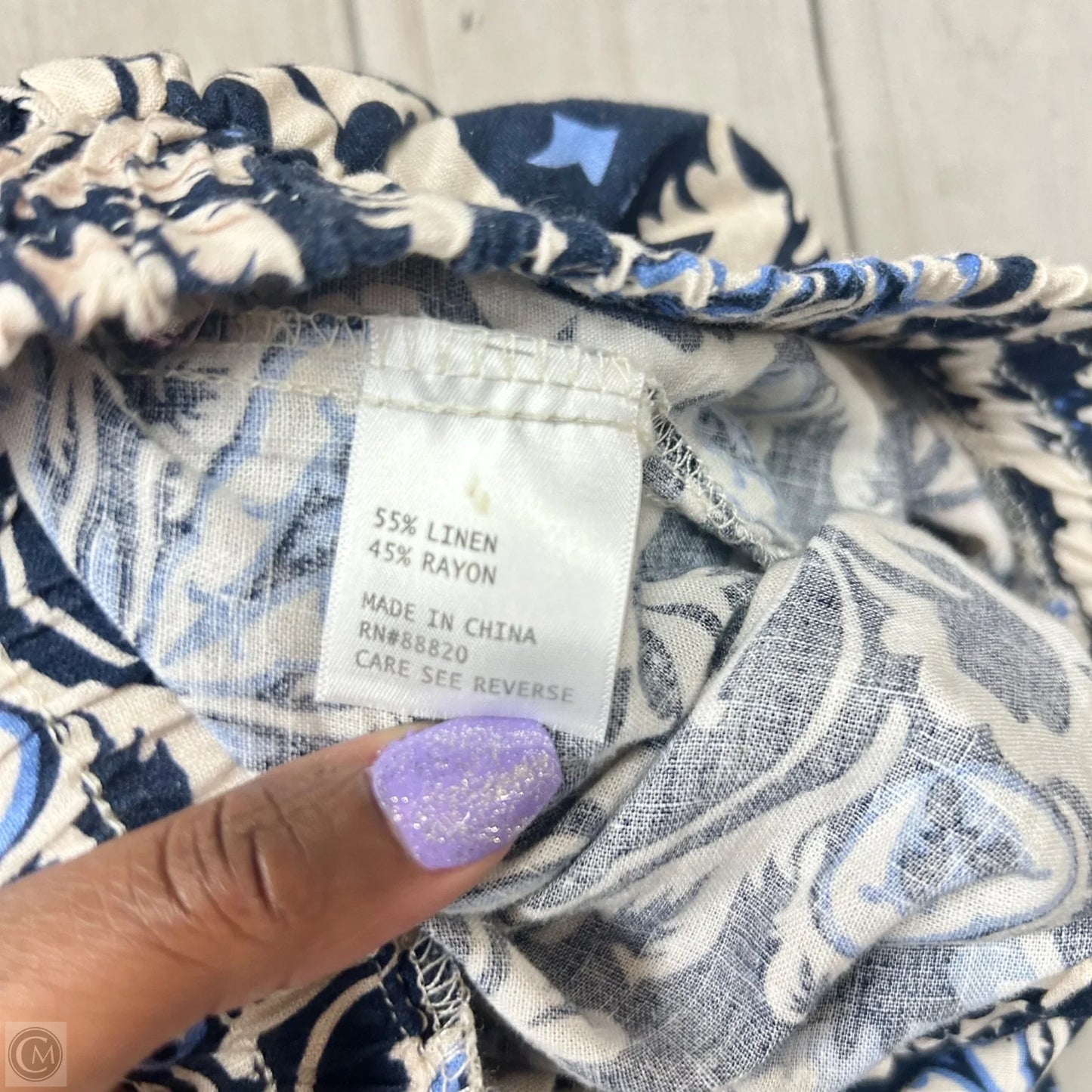 Top Short Sleeve Designer By Lilly Pulitzer In Blue & White, Size: S