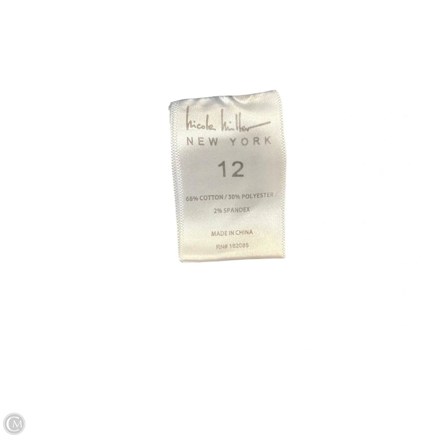 Jeans Straight By Nicole Miller In Blue Denim, Size: 12