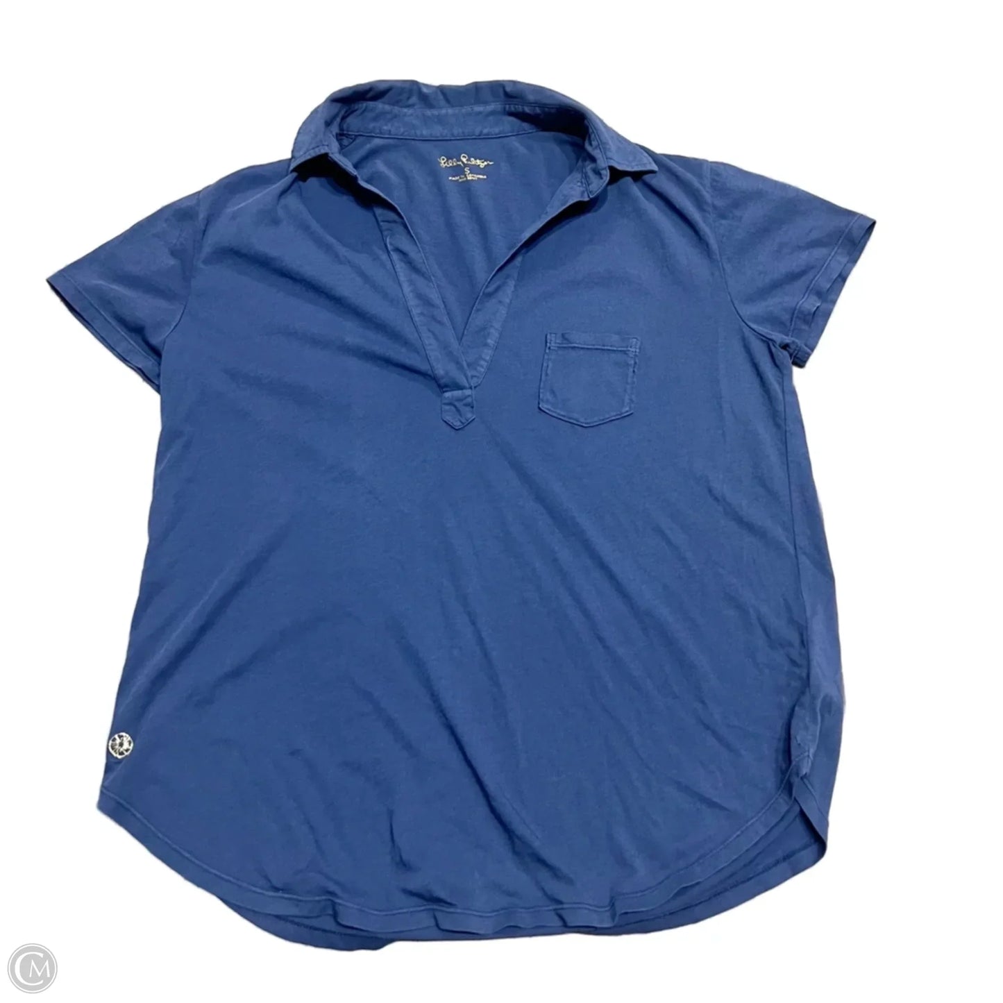 Top Short Sleeve Designer By Lilly Pulitzer In Blue, Size: S