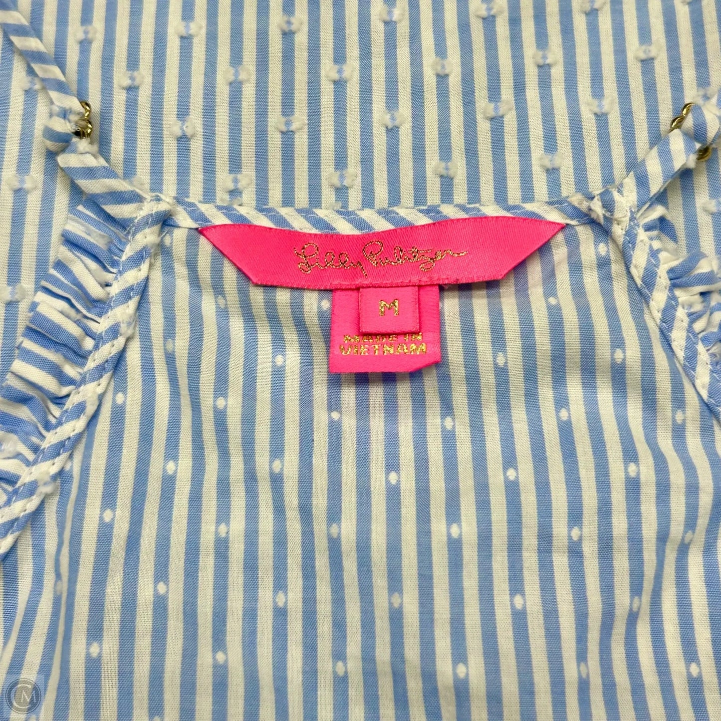 Top Sleeveless Designer By Lilly Pulitzer In Blue & White, Size: M