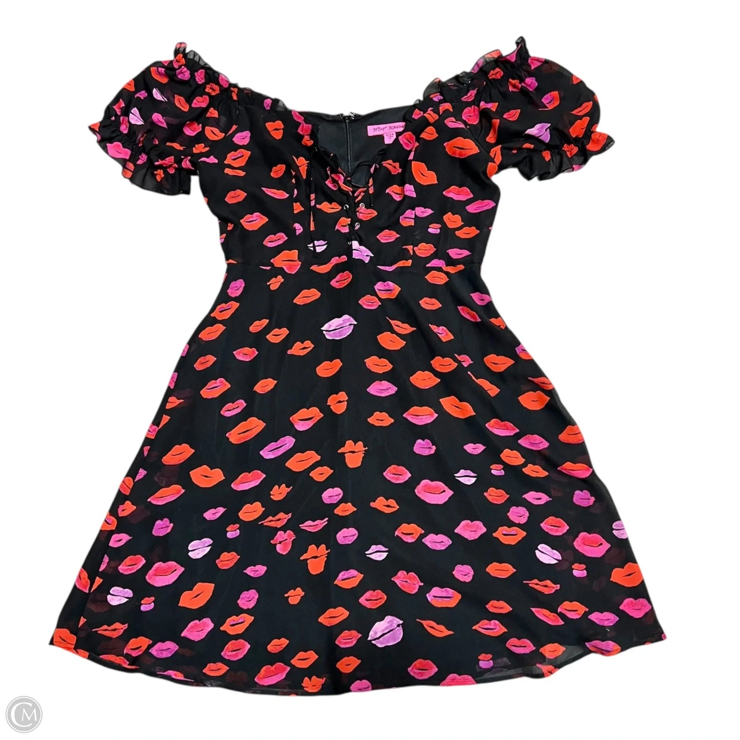 Dress Casual Midi By Betsey Johnson In Black & Pink, Size: 8