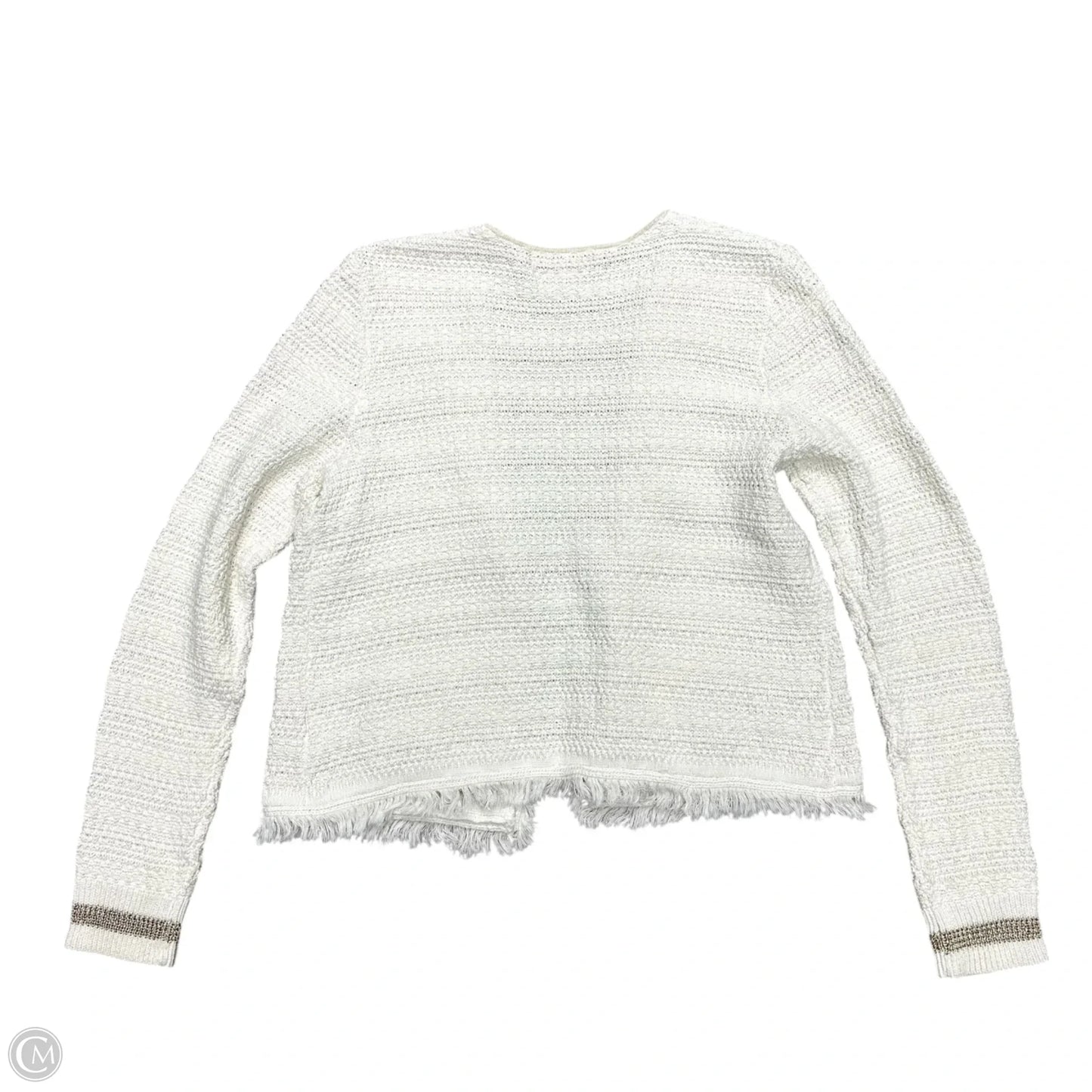 Sweater Cardigan Designer By Lilly Pulitzer In Gold & White, Size: L