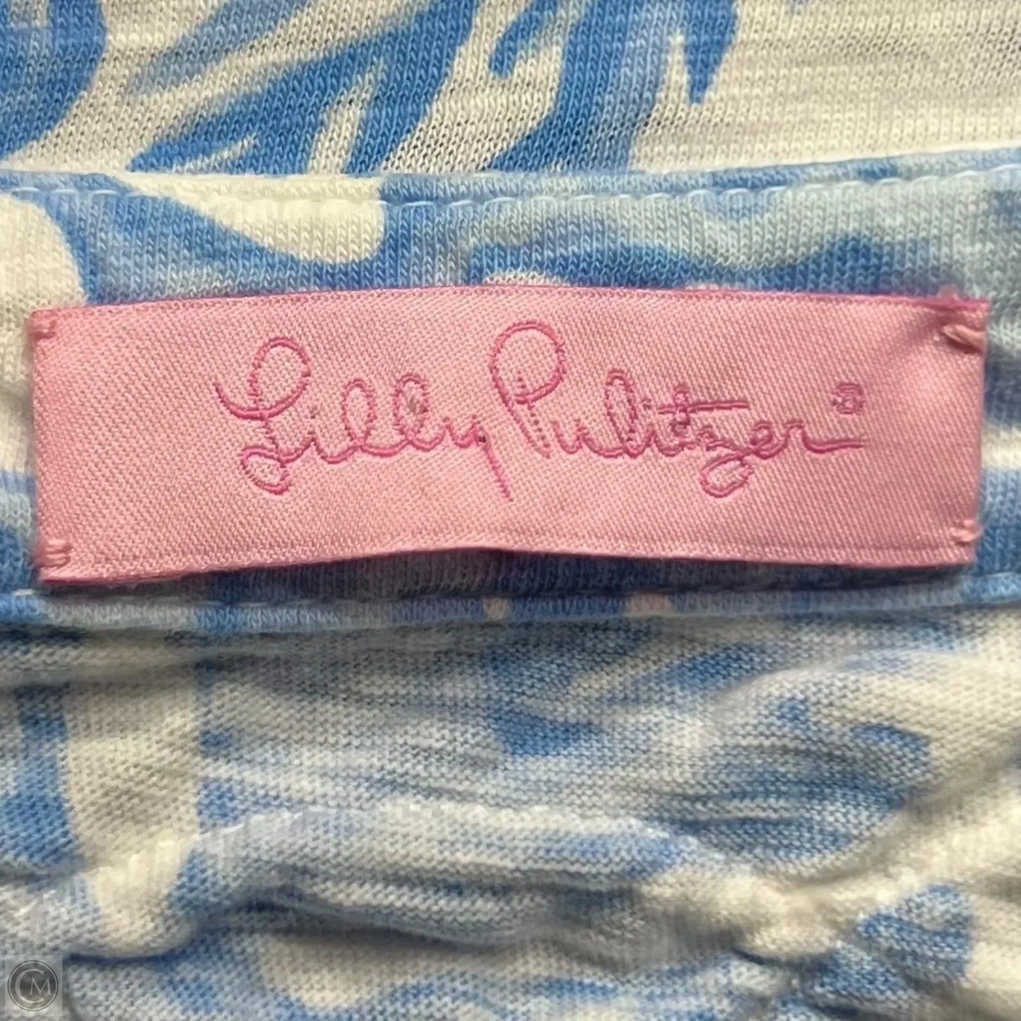 Top Long Sleeve Designer By Lilly Pulitzer In Blue & White, Size: S