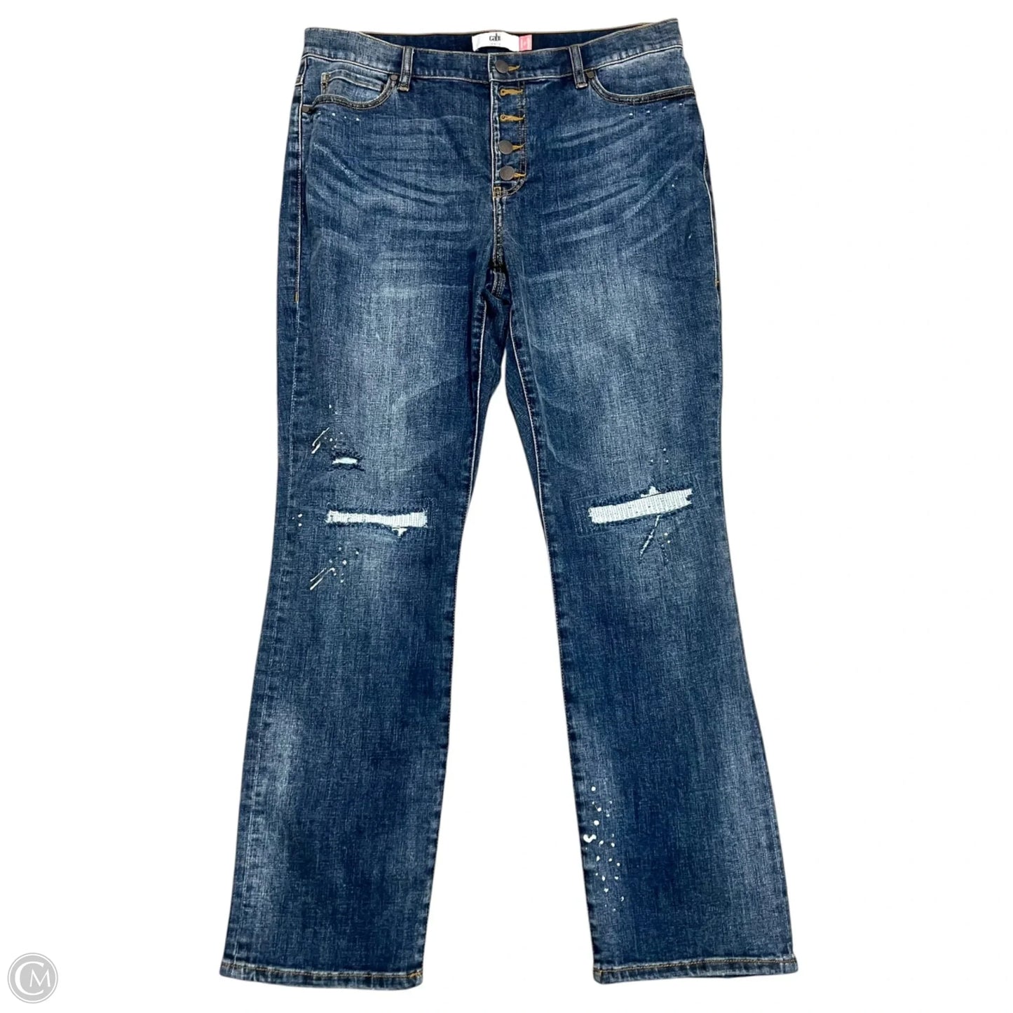 Jeans Straight By Cabi In Blue Denim, Size: 14