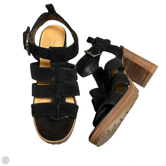 Sandals Heels Block By Crown Vintage In Black, Size: 6