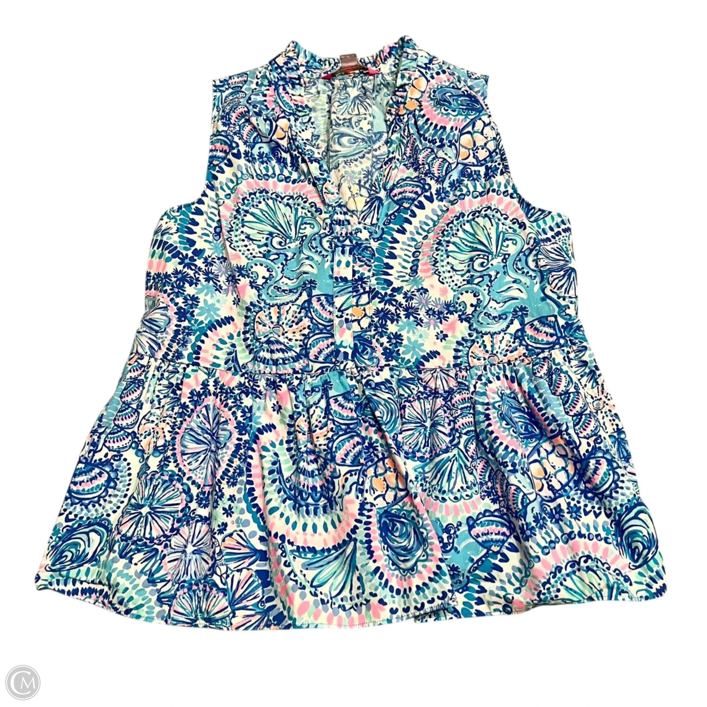 Top Sleeveless Designer By Lilly Pulitzer In Blue & Pink, Size: M