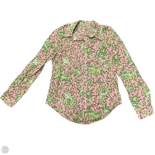 Top Long Sleeve Designer By Lilly Pulitzer In Green & Pink, Size: S