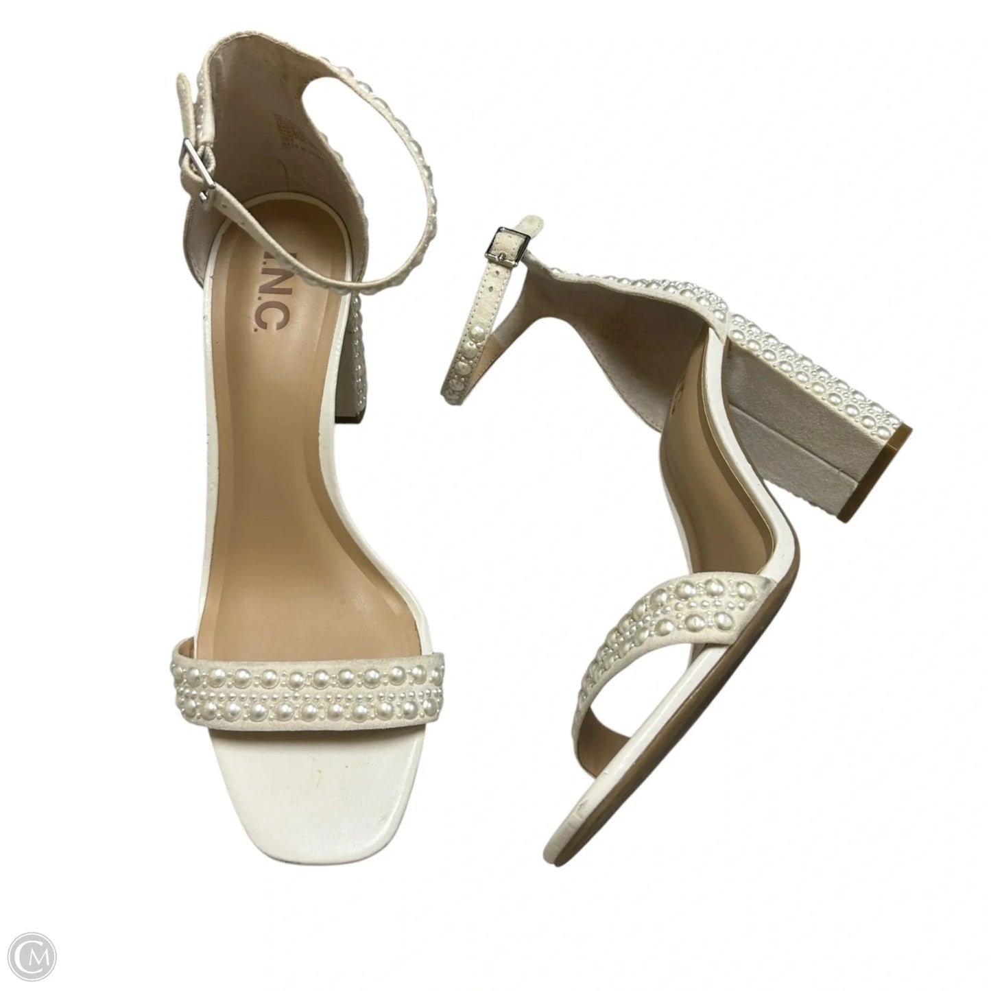 Sandals Heels Block By Inc In Cream, Size: 9
