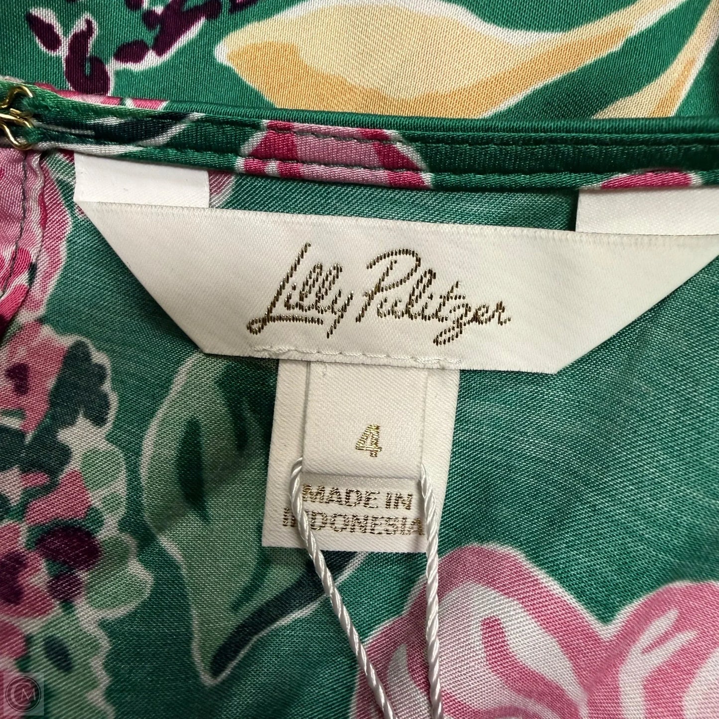 Top Long Sleeve Designer By Lilly Pulitzer In Green & Pink, Size: 4