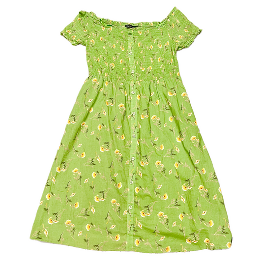 Green & Yellow Dress Casual Midi By New York And Co, Size: Xxl