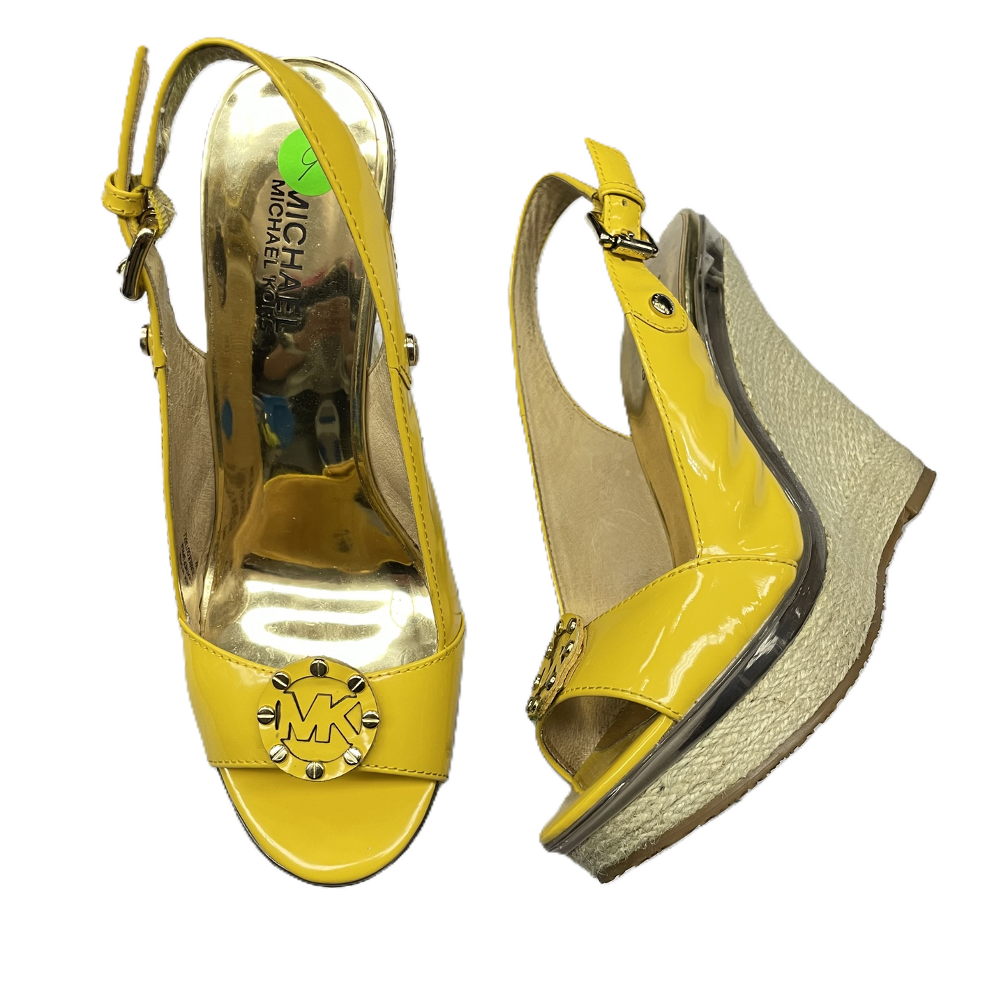 Yellow Sandals Heels Wedge By Michael By Michael Kors, Size: 9