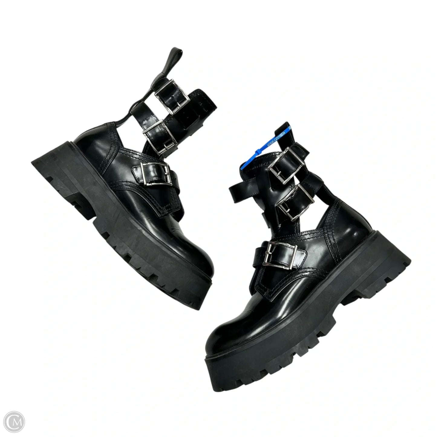 Boots Luxury Designer By Alexander Mcqueen In Black, Size: 9