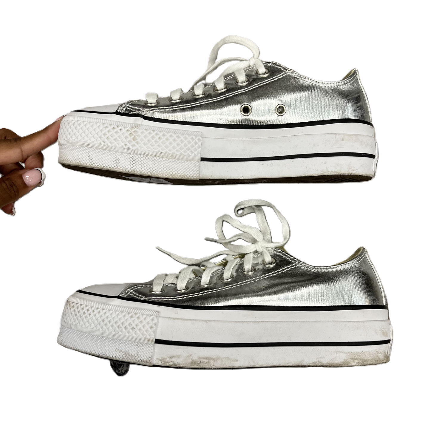 Silver Shoes Sneakers Platform By Converse, Size: 5.5