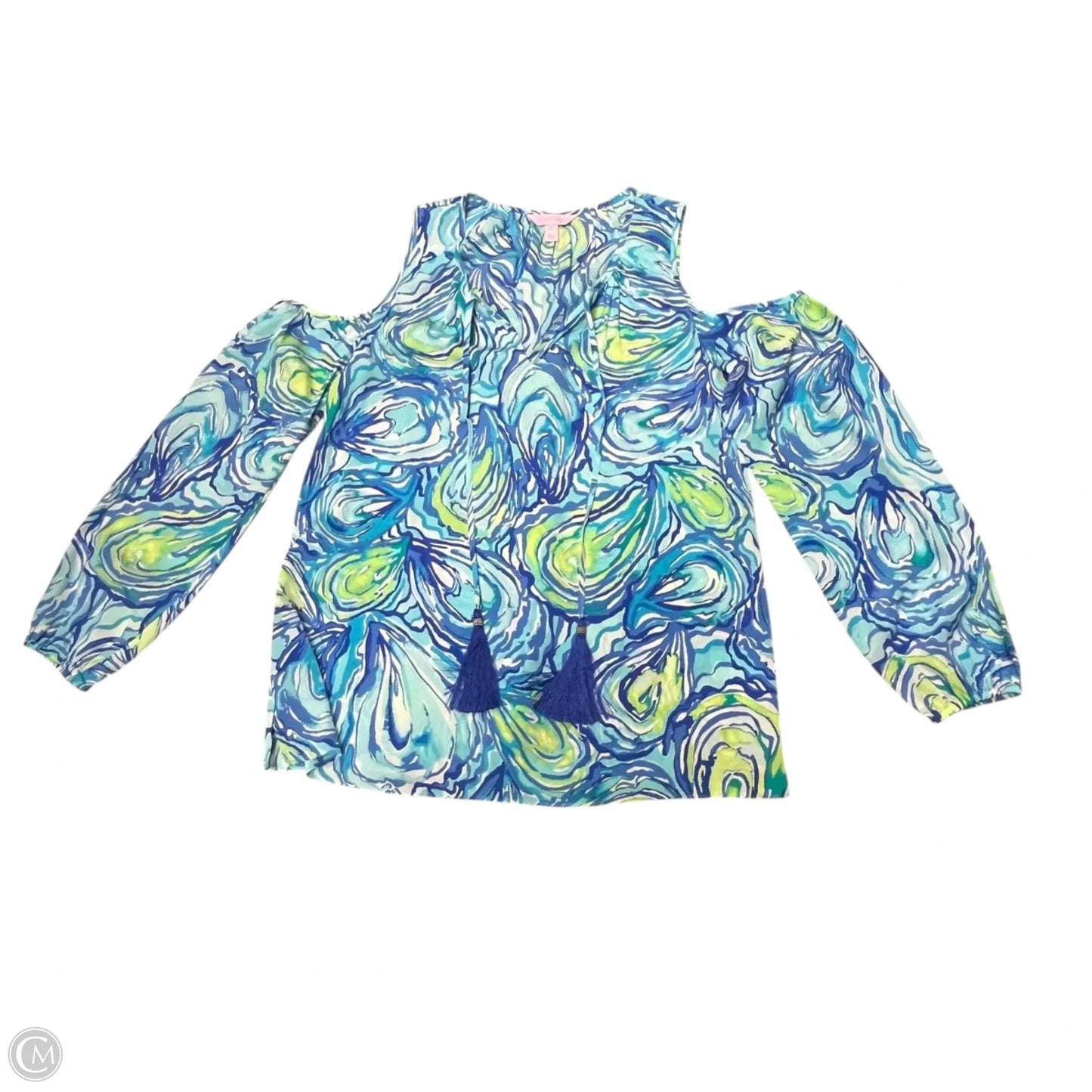 Top Long Sleeve Designer By Lilly Pulitzer In Blue & Green, Size: Xs