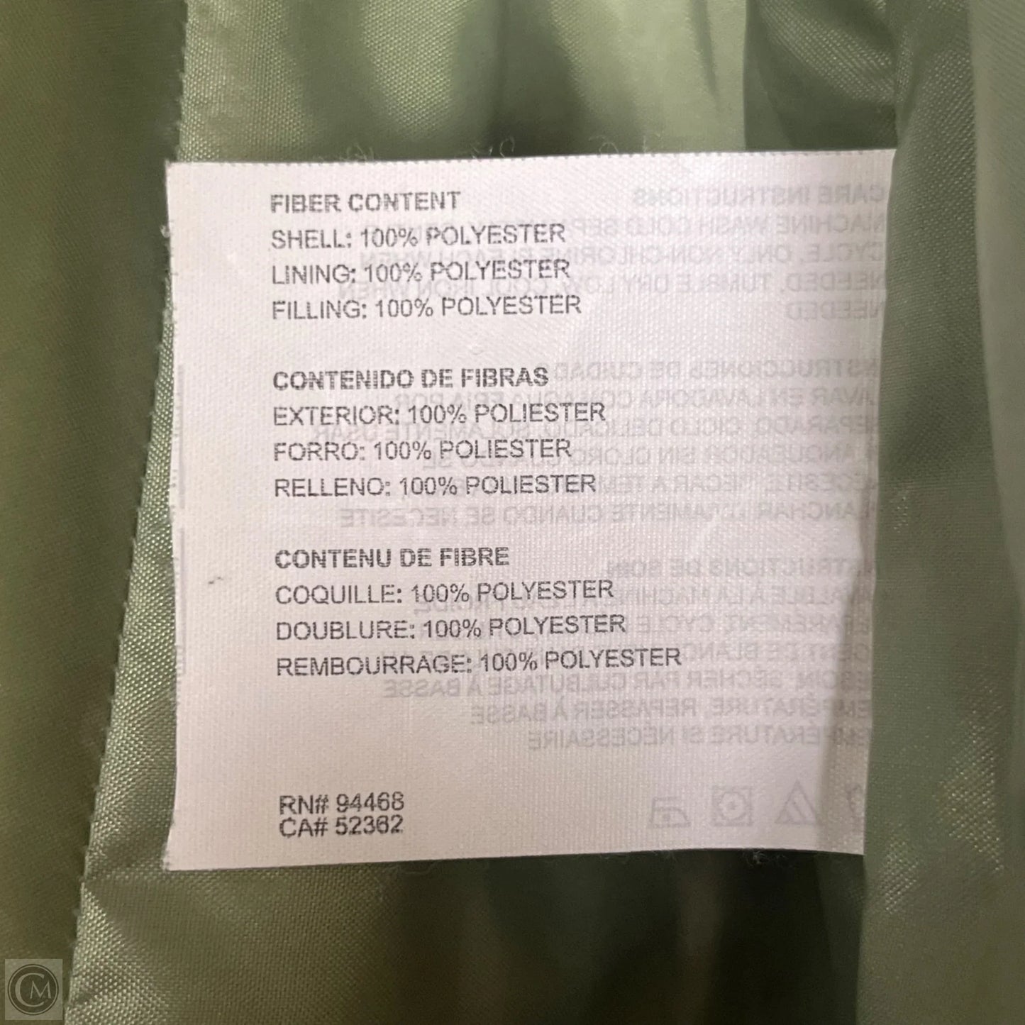 Jacket Puffer & Quilted By Esprit In Green, Size: M