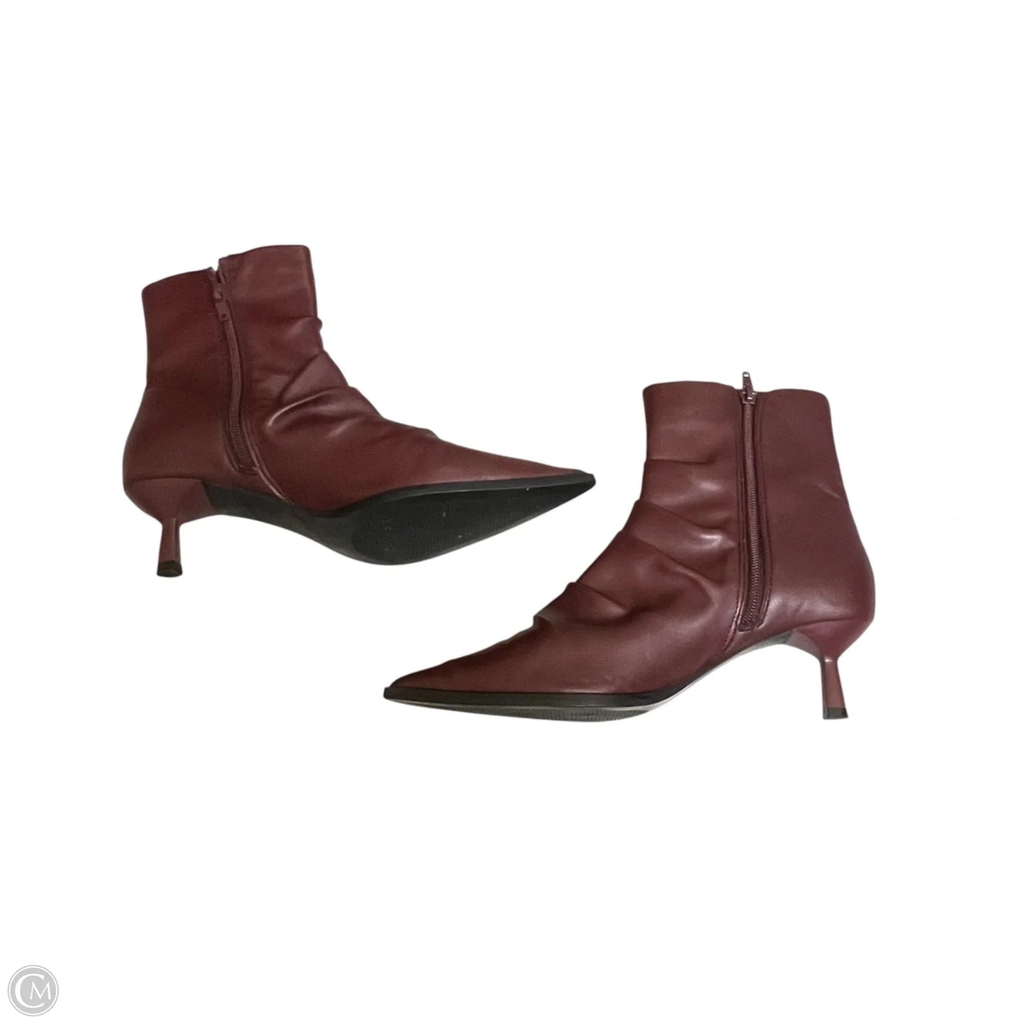Boots Ankle Heels By Steve Madden In Maroon, Size: 8.5