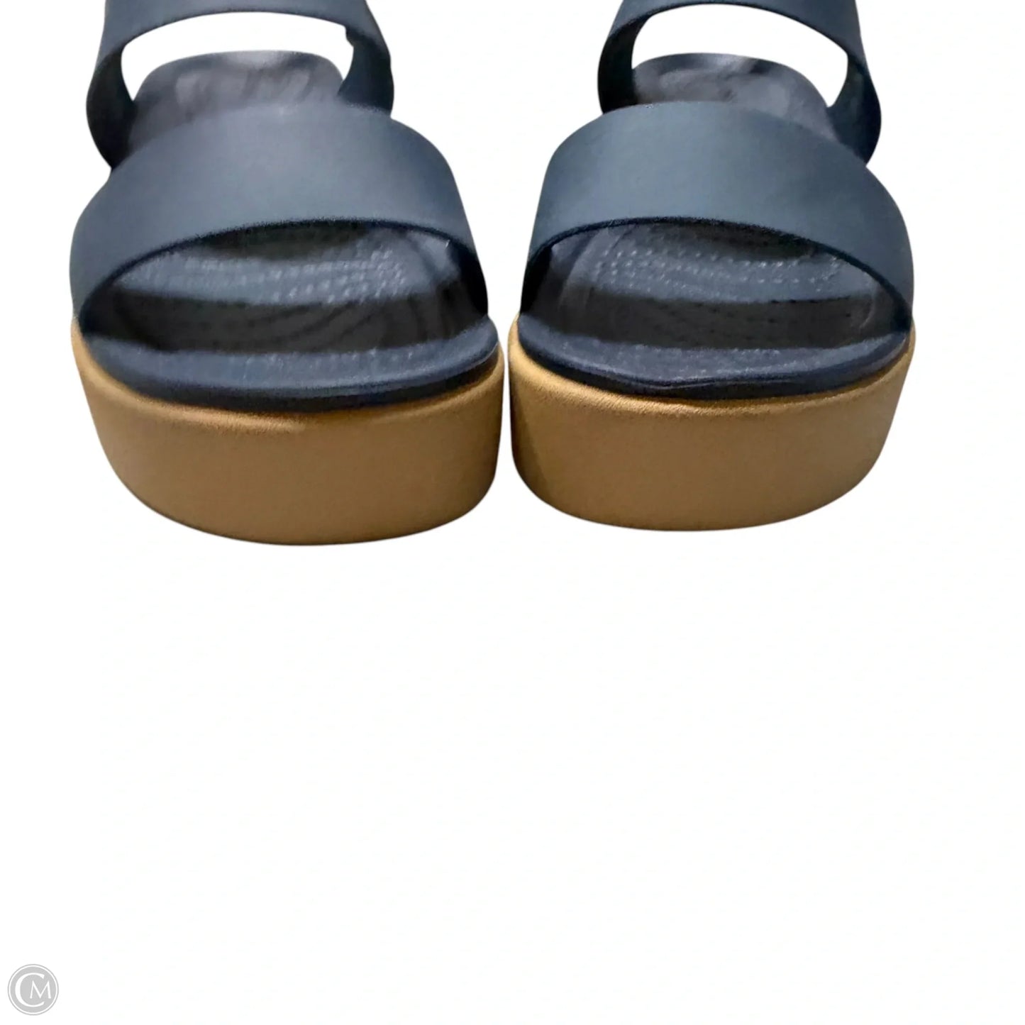 Sandals Heels Wedge By Crocs In Navy, Size: 6