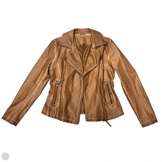 Jacket Moto By Max Studio In Brown, Size: M