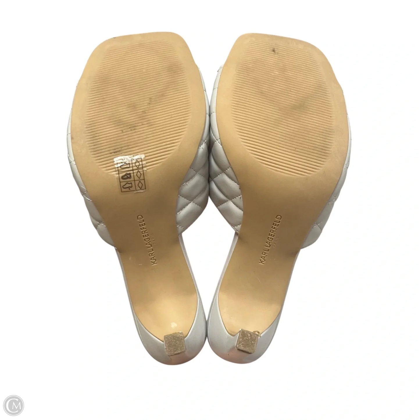 Sandals Designer By Karl Lagerfeld In Grey, Size: 10.5