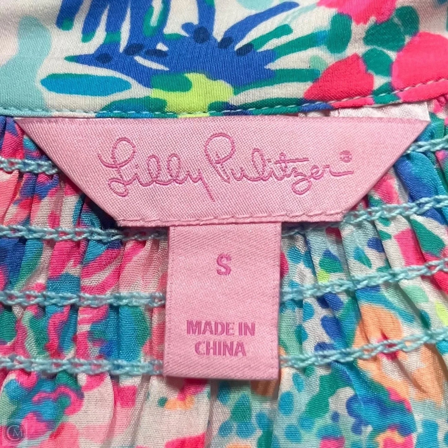 Top Long Sleeve Designer By Lilly Pulitzer In Blue & Pink, Size: S