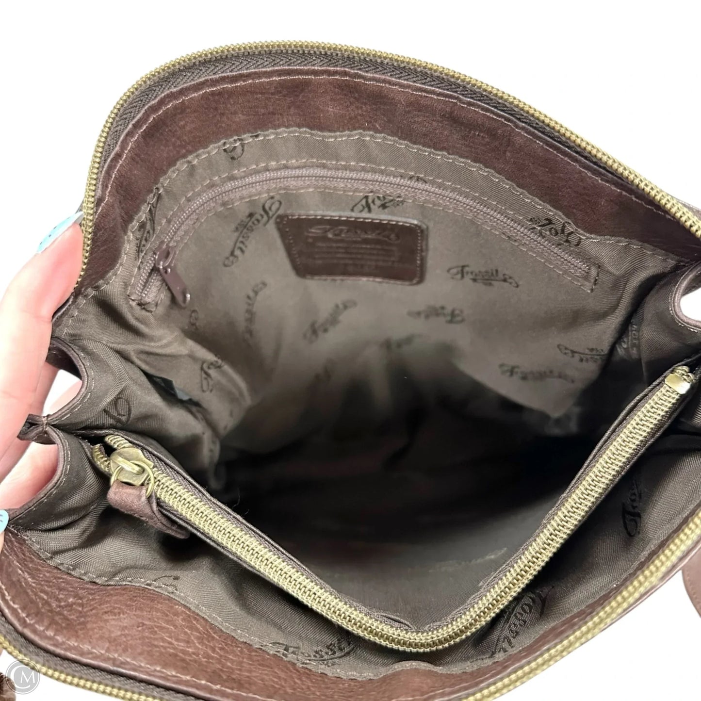 Crossbody Leather By Fossil, Size: Large