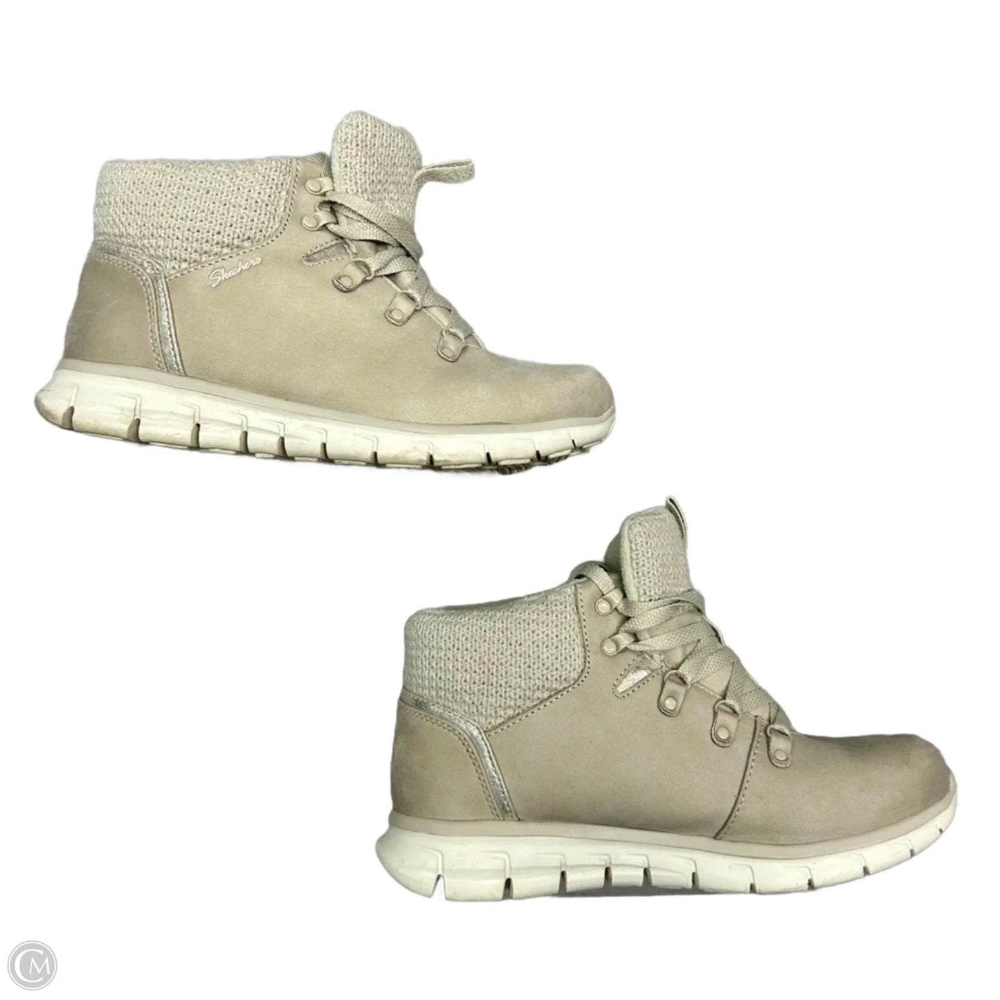 Boots Ankle Flats By Skechers In Cream, Size: 10