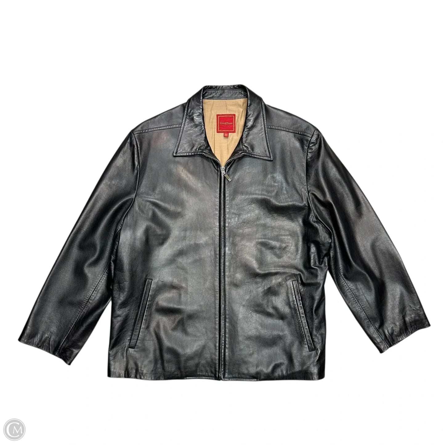 Jacket Leather By Cole-haan In Black, Size: L