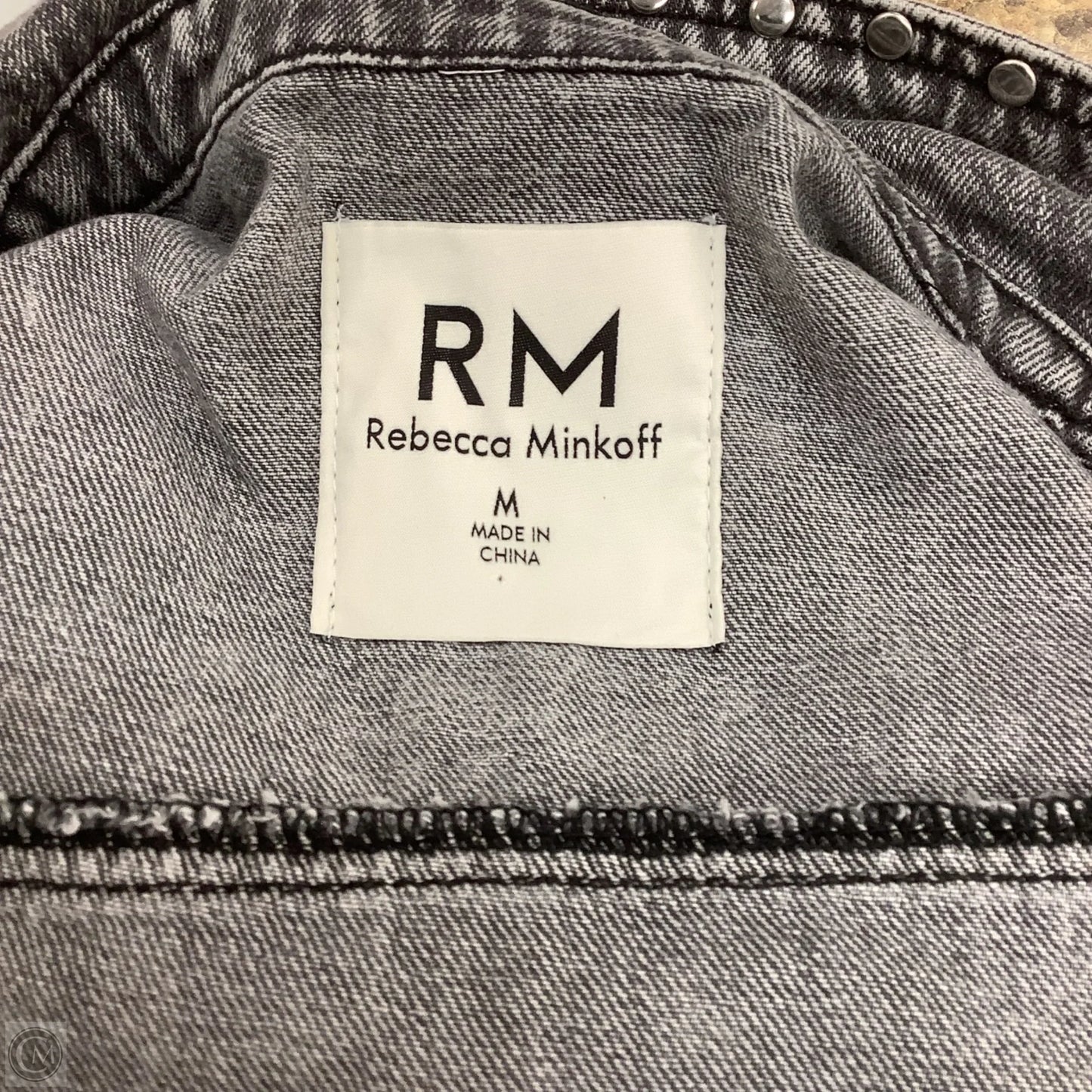 Jacket Designer By Rebecca Minkoff In Grey Denim, Size: M