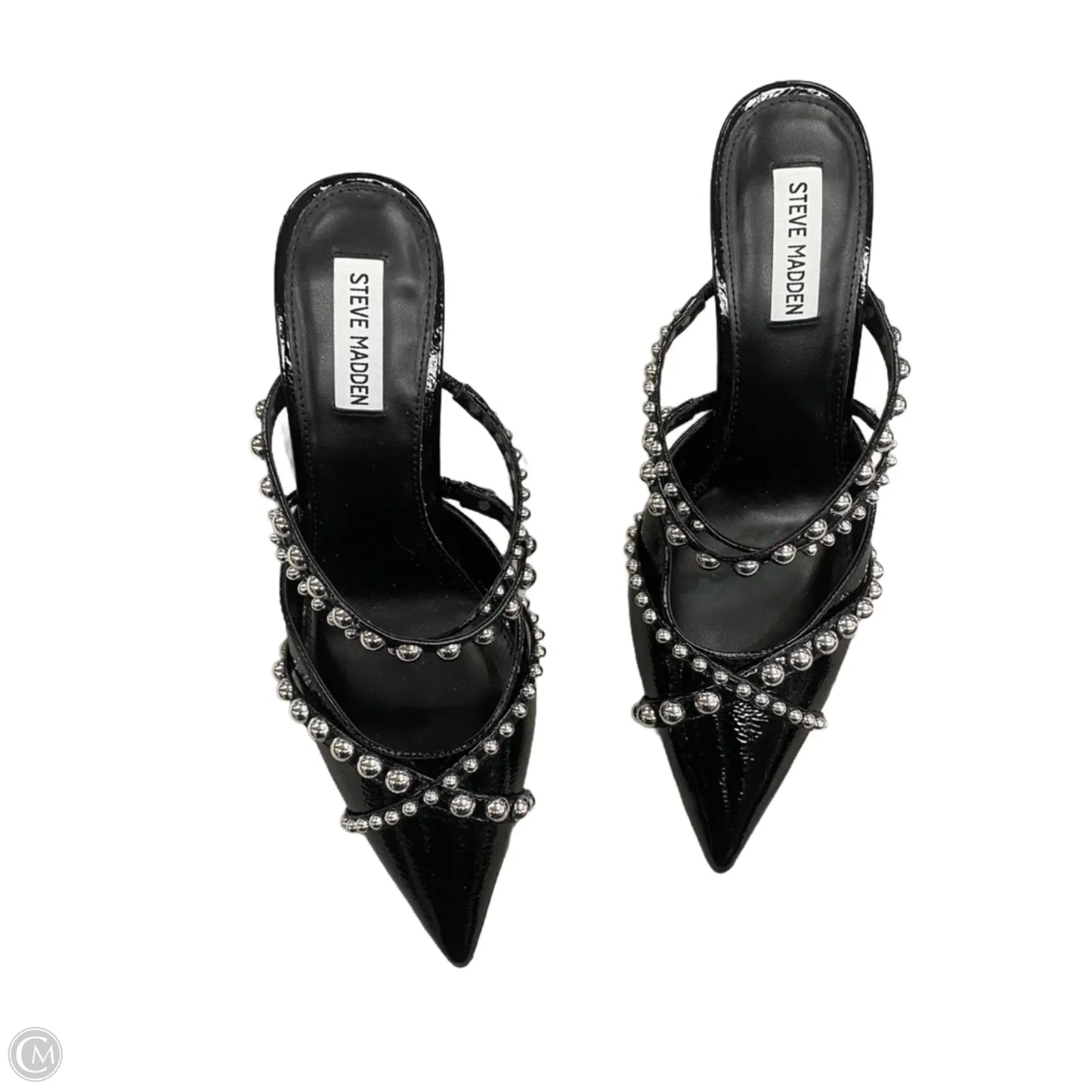 Shoes Heels Stiletto By Steve Madden In Black & Silver, Size: 9.5