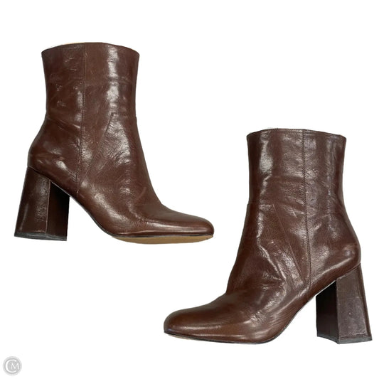 Boots Ankle Heels By Nine West In Brown, Size: 10.5