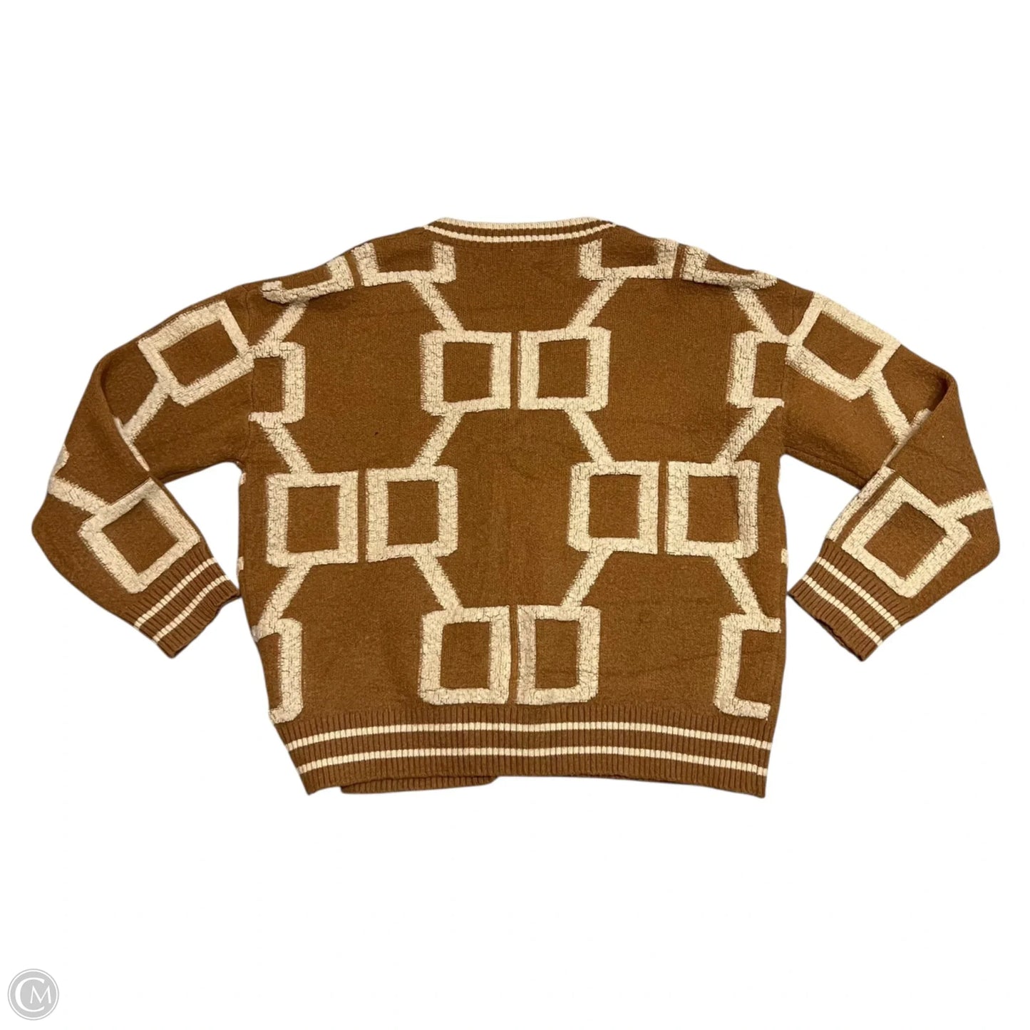 Sweater Cardigan By La Miel In Brown & Tan, Size: M