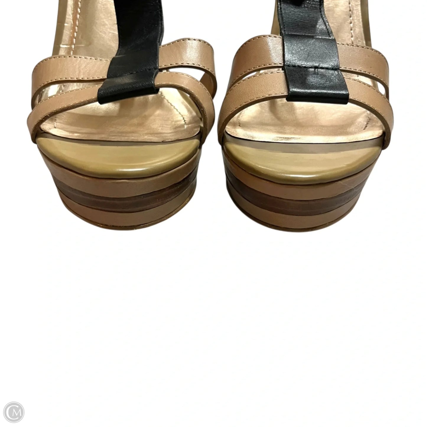 Sandals Heels Stiletto By Bcbg In Black & Tan, Size: 10