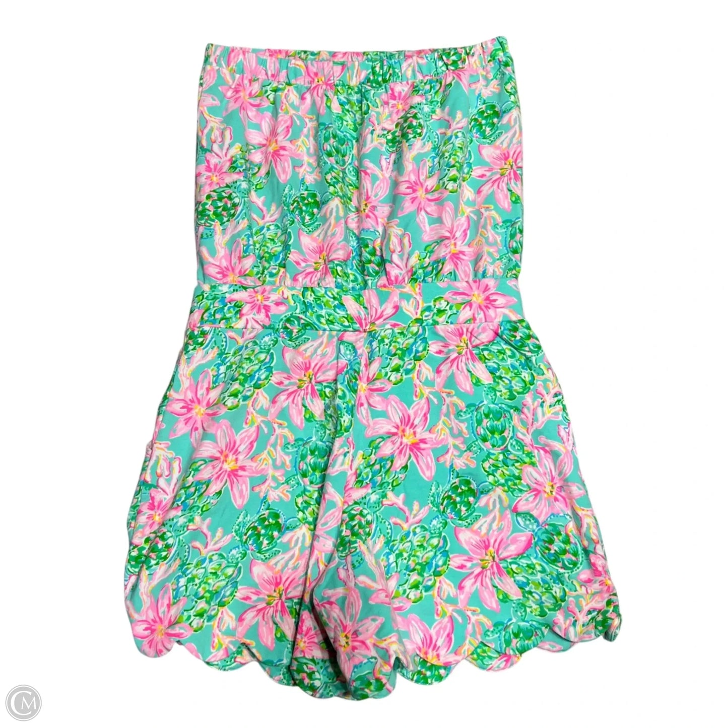 Romper Designer By Lilly Pulitzer In Green & Pink, Size: S