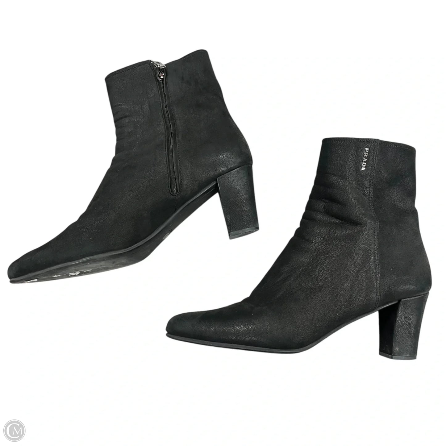Boots Luxury Designer By Prada In Black, Size: 9.5